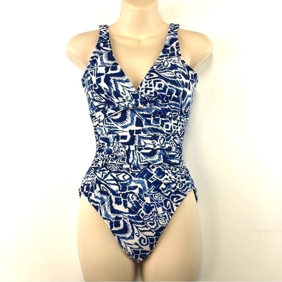 RALPH Lauren one piece swimsuit in blue and white Size 6 - Picture 1 of 7